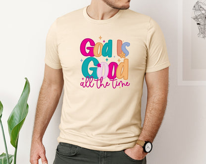 brand:Bella Canvas|color:Soft Cream|God Is Good All The Time Pngjesus Quote Graphic T-Shirt