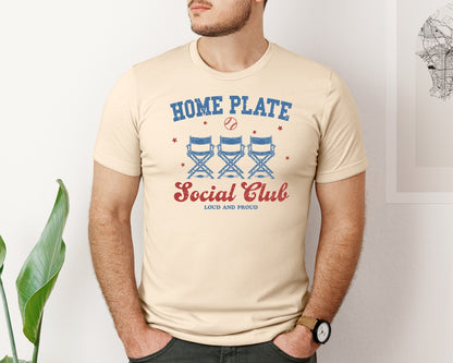 brand:Bella Canvas|color:Soft Cream|Vintage Baseball Home Plate Social Club Graphic T-Shirt