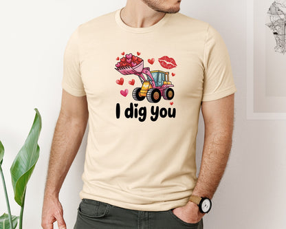 brand:Bella Canvas|color:Soft Cream|Valentines Day I Dig You Valentine Graphic T-Shirt