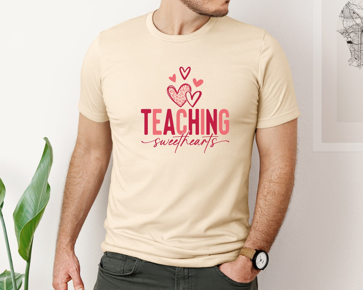 brand:Bella Canvas|color:Soft Cream|Teacher Valentine Teaching Sweethearts 6 Graphic T-Shirt