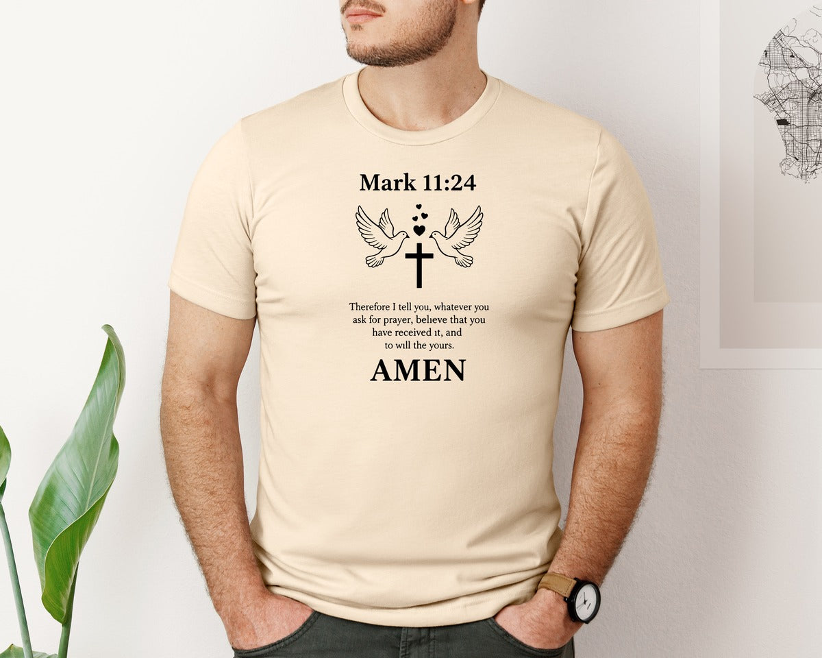 brand:Bella Canvas|color:Soft Cream|Mark 11 24 Christian Bible Verse Graphic T-Shirt