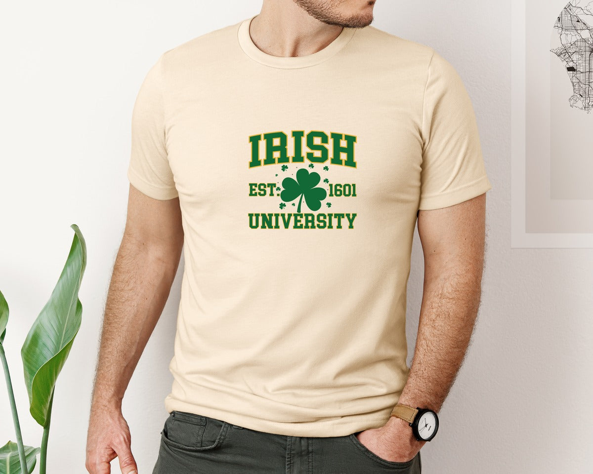 brand:Bella Canvas|color:Soft Cream|St Patricks Day Irish University Graphic T-Shirt