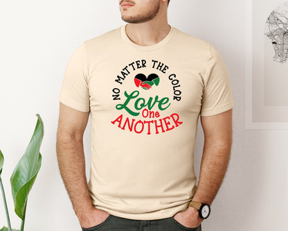 brand:Bella Canvas|color:Soft Cream|No Matter The Color Love One Another 5 Graphic T-Shirt