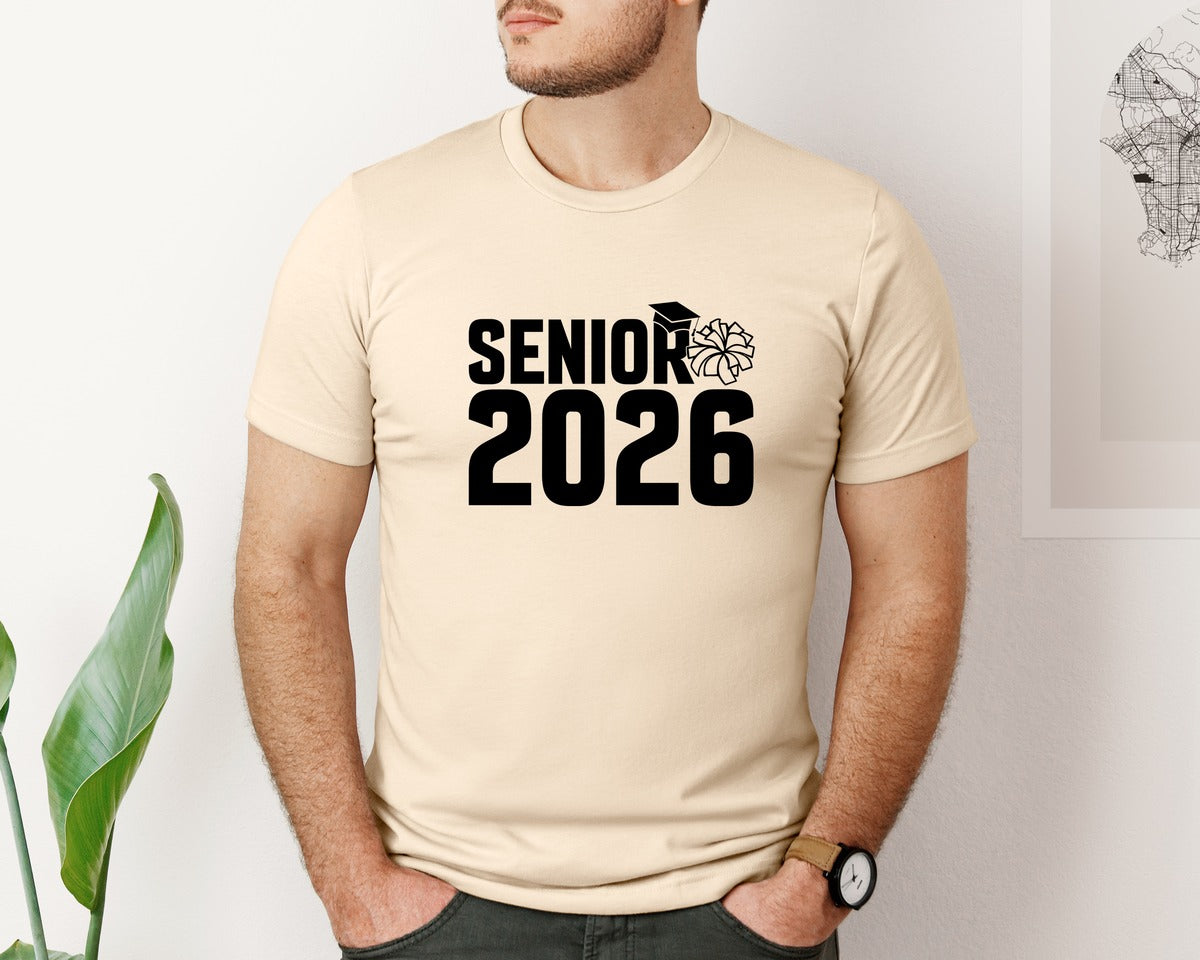 brand:Bella Canvas|color:Soft Cream|Class Of 2026 Senior Cheer 2026 Graphic T-Shirt
