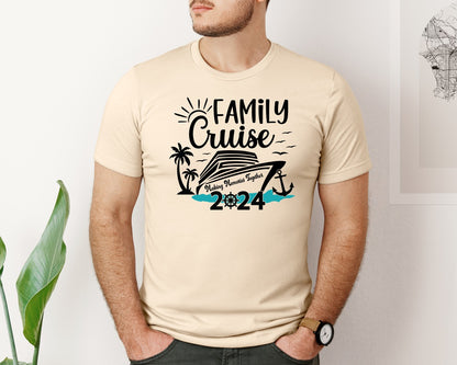 brand:Bella Canvas|color:Soft Cream|Family Cruise 2024 Cruising Trip Graphic T-Shirt