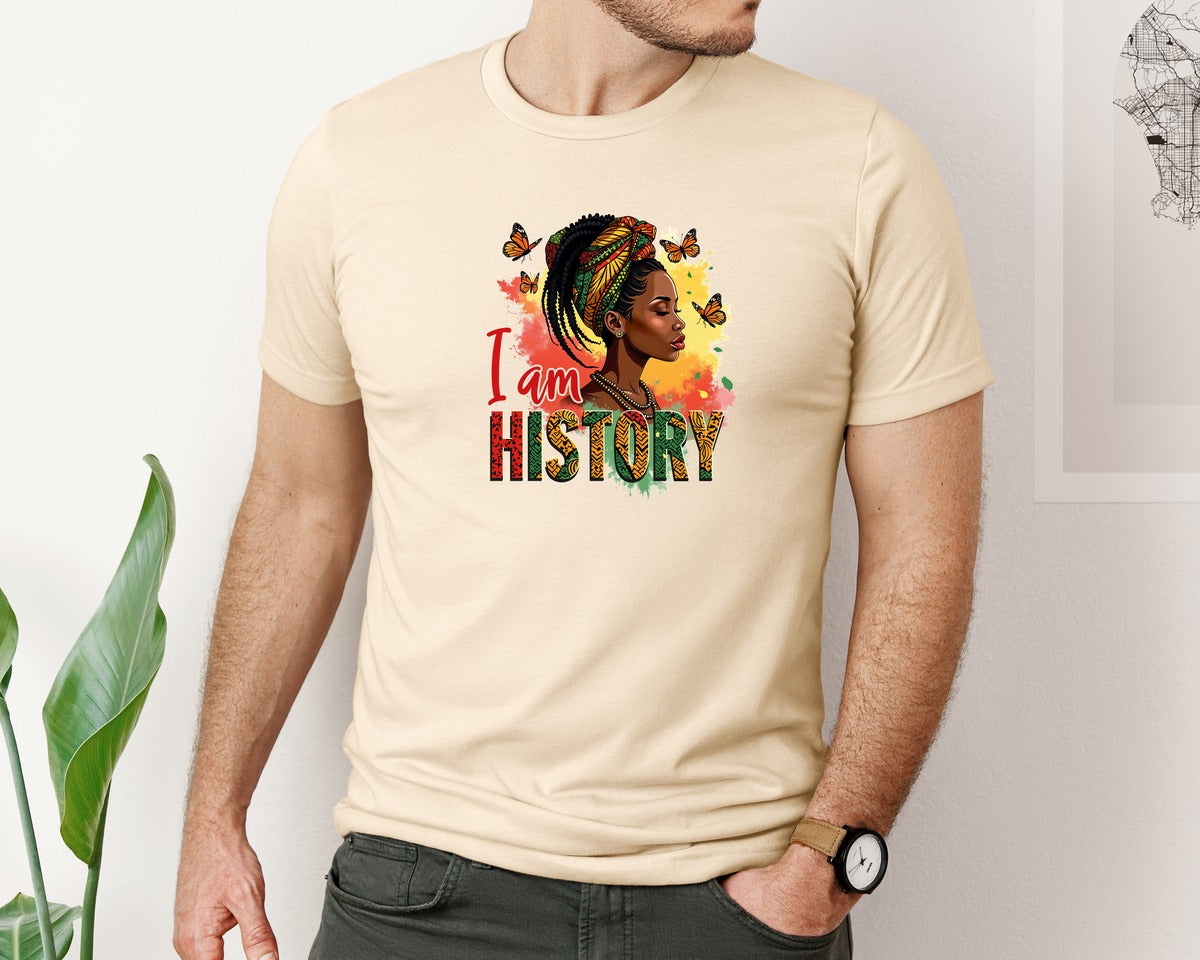 brand:Bella Canvas|color:Soft Cream|I Am Black History Afro Girl 2 Graphic T-Shirt