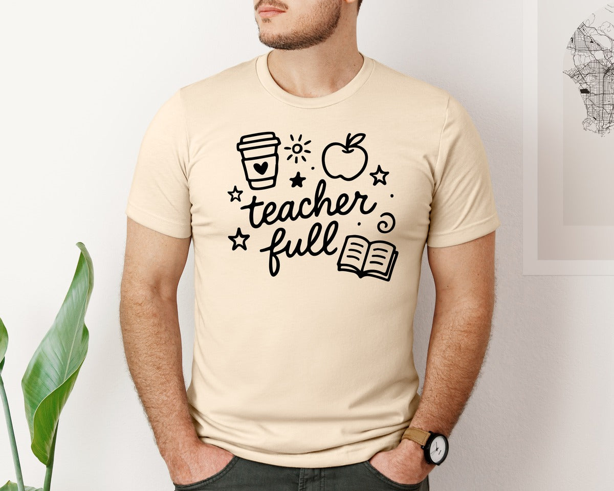 brand:Bella Canvas|color:Soft Cream|Teacher Full Teacher 4 Graphic T-Shirt