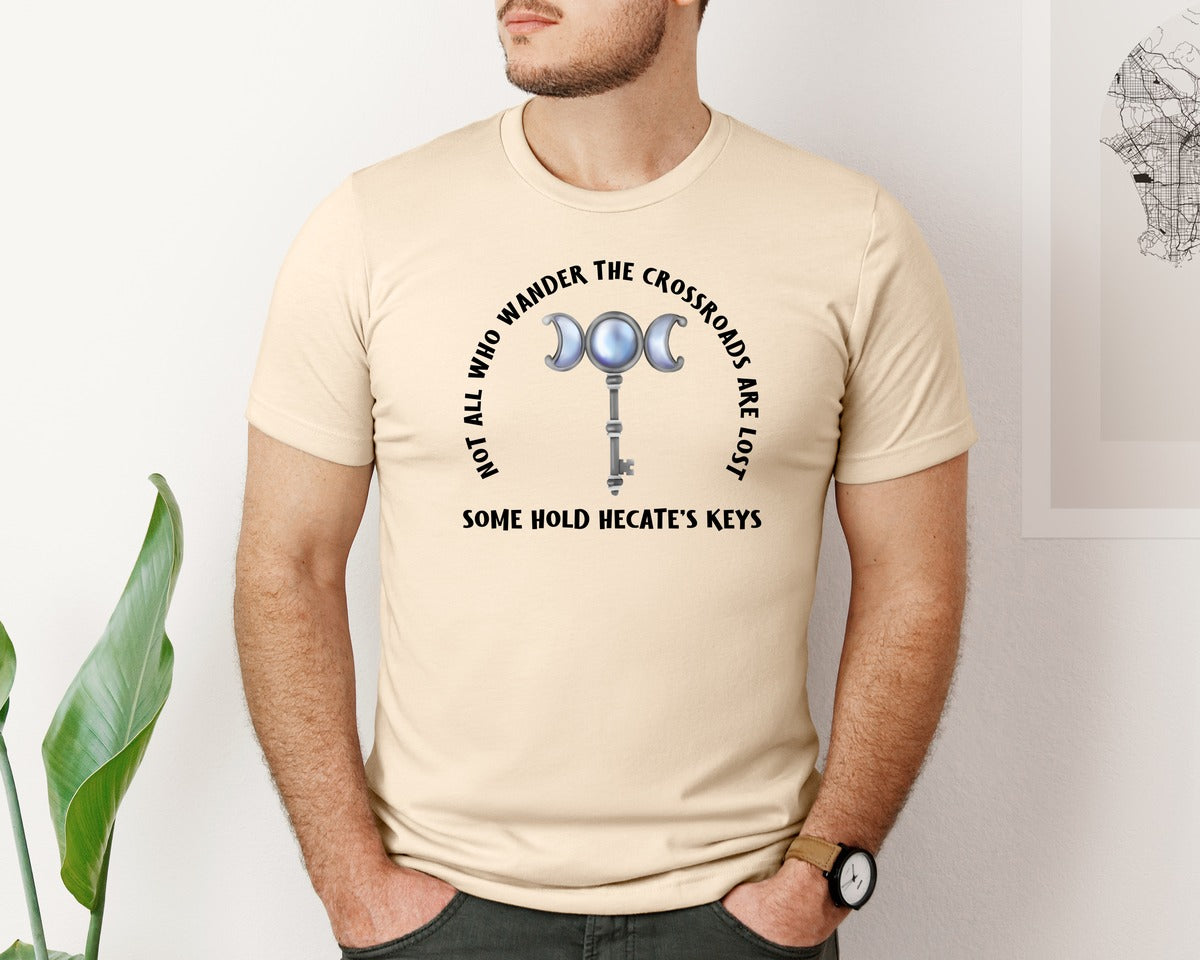 brand:Bella Canvas|color:Soft Cream|Hecates Keys Moon Not All Who Wander Graphic T-Shirt