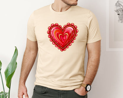 brand:Bella Canvas|color:Soft Cream|Glitter Valentine Brushstroke Heart Graphic T-Shirt
