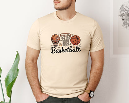 brand:Bella Canvas|color:Soft Cream|Basketball Crochet Basketball Graphic T-Shirt