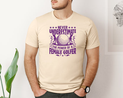 brand:Bella Canvas|color:Soft Cream|Female Golfer Golf Club T Shirt Design Graphic T-Shirt