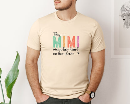 brand:Bella Canvas|color:Soft Cream|This Mimi Wear Her Heart On Her Sleeve Graphic T-Shirt