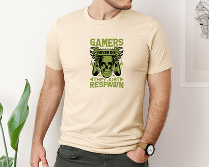 brand:Bella Canvas|color:Soft Cream|Gamers Never Die Gaming Vector Design Graphic T-Shirt
