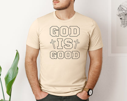 brand:Bella Canvas|color:Soft Cream|Doodle God Is Good Preppy Retro Chr 3 Graphic T-Shirt