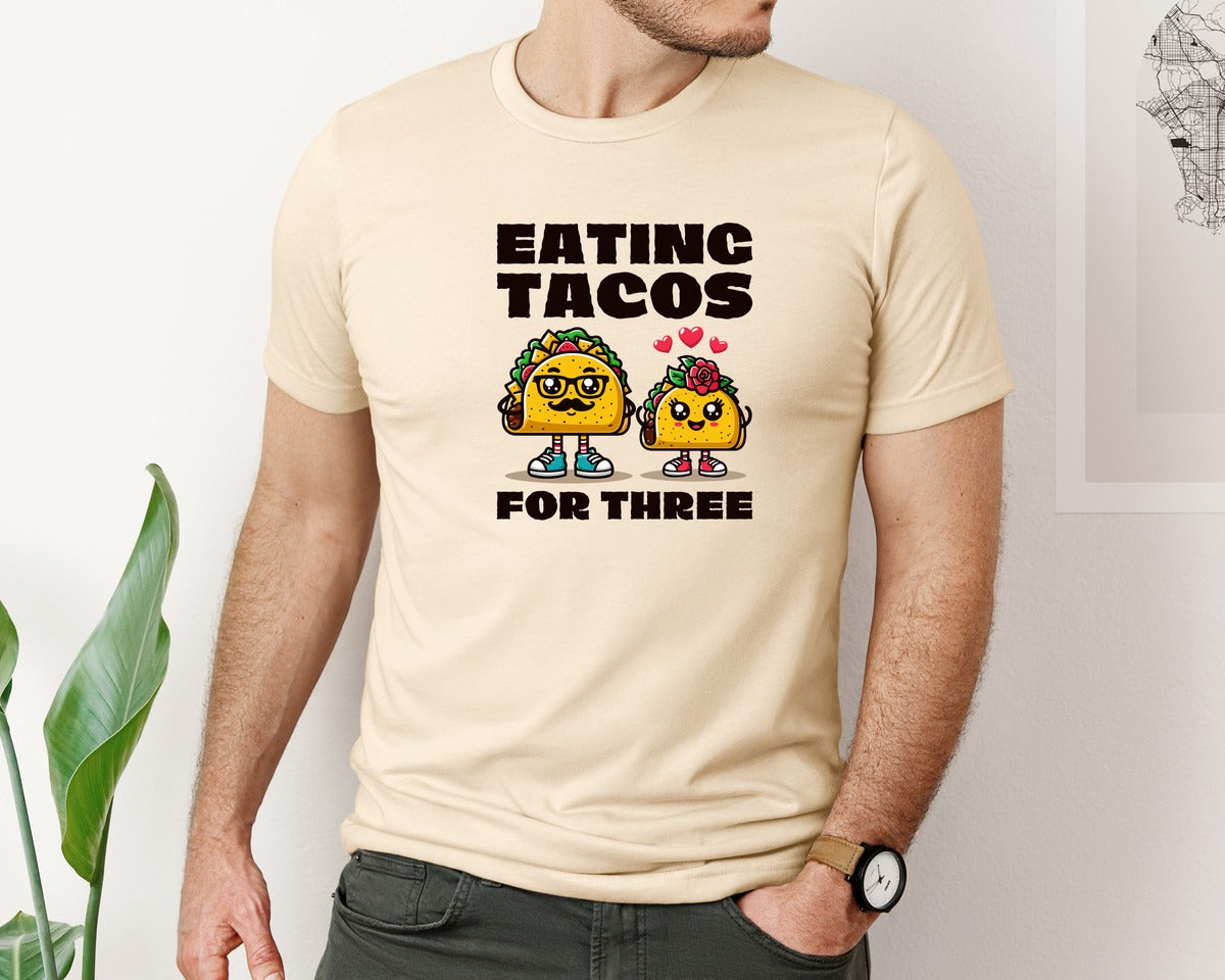 brand:Bella Canvas|color:Soft Cream|Eating Tacos For Three Graphic T-Shirt