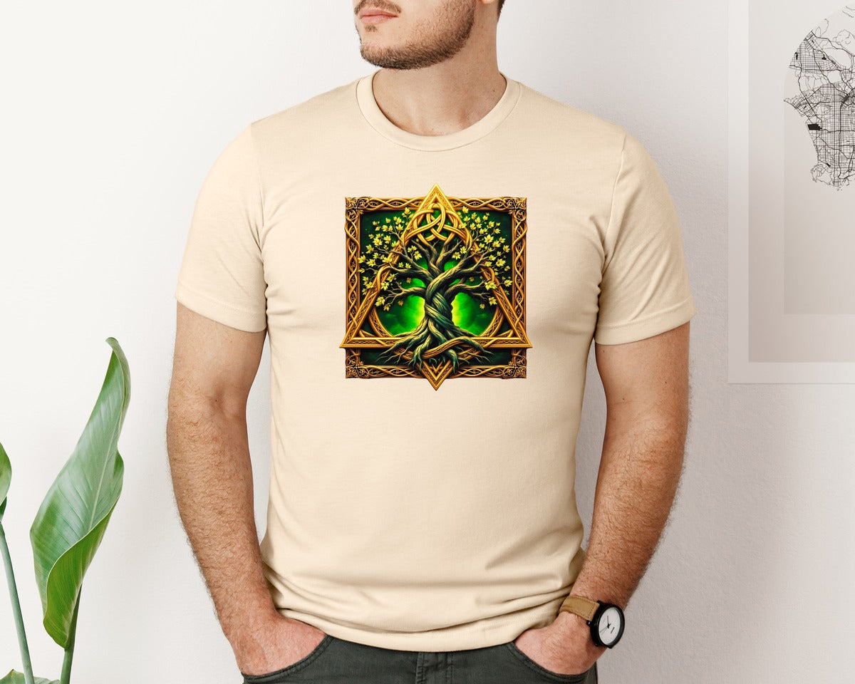 brand:Bella Canvas|color:Soft Cream|Celtic Tree Of Life Mystical Tree Graphic T-Shirt
