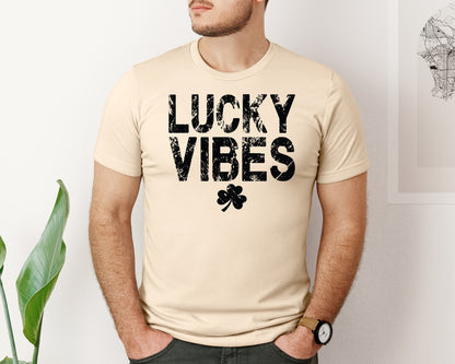 brand:Bella Canvas|color:Soft Cream|Trendy Retro Lucky Vibes Graphic T-Shirt