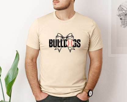 brand:Bella Canvas|color:Soft Cream|Coquette Bow Bulldogs Baseball Graphic T-Shirt