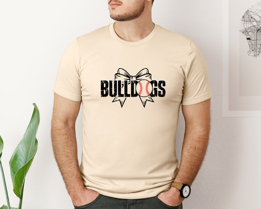 Coquette Bow Bulldogs Baseball Graphic T-Shirt