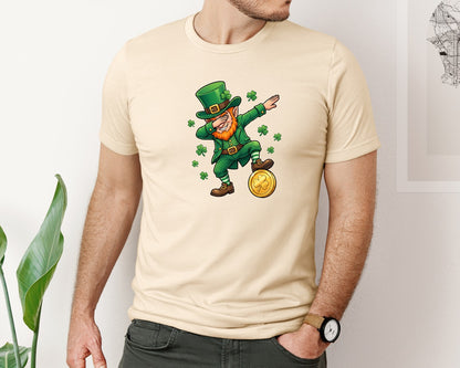brand:Bella Canvas|color:Soft Cream|St Patricks Day Dabbing Leprechaun 2 Graphic T-Shirt