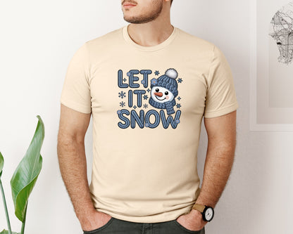 brand:Bella Canvas|color:Soft Cream|Let It Snow Faux Yarn Texture Graphic T-Shirt