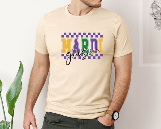 Retro Checkered Mardi Gras 2 Graphic T-Shirt