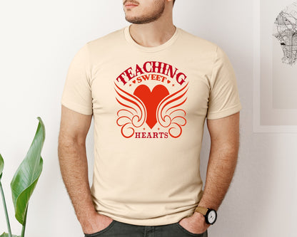 brand:Bella Canvas|color:Soft Cream|Valentines Day Teacher Sweatshirt 7 Graphic T-Shirt
