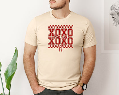 brand:Bella Canvas|color:Soft Cream|Vintage Xoxo Valentine Coquette Bow Graphic T-Shirt
