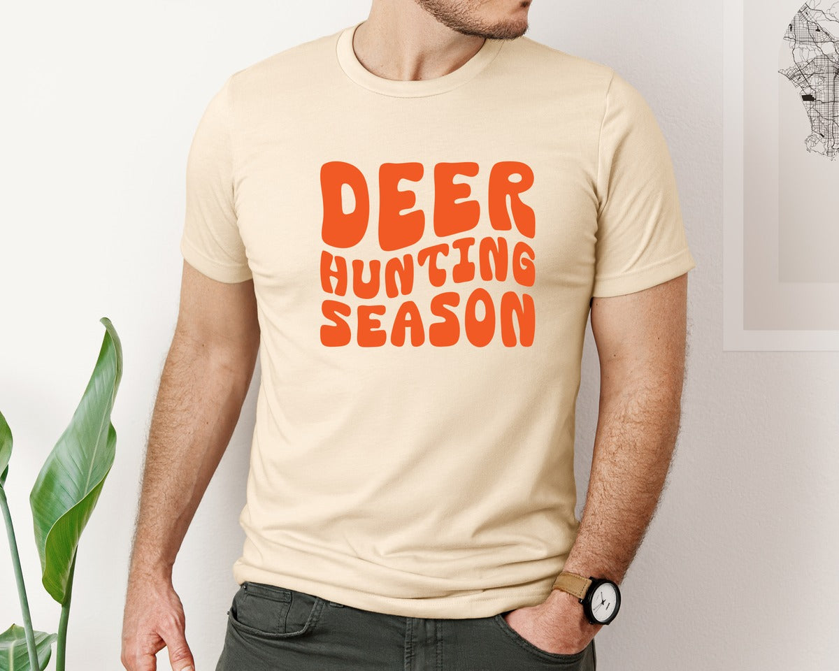 brand:Bella Canvas|color:Soft Cream|Retro Deer Hunting Season Design 2 Graphic T-Shirt