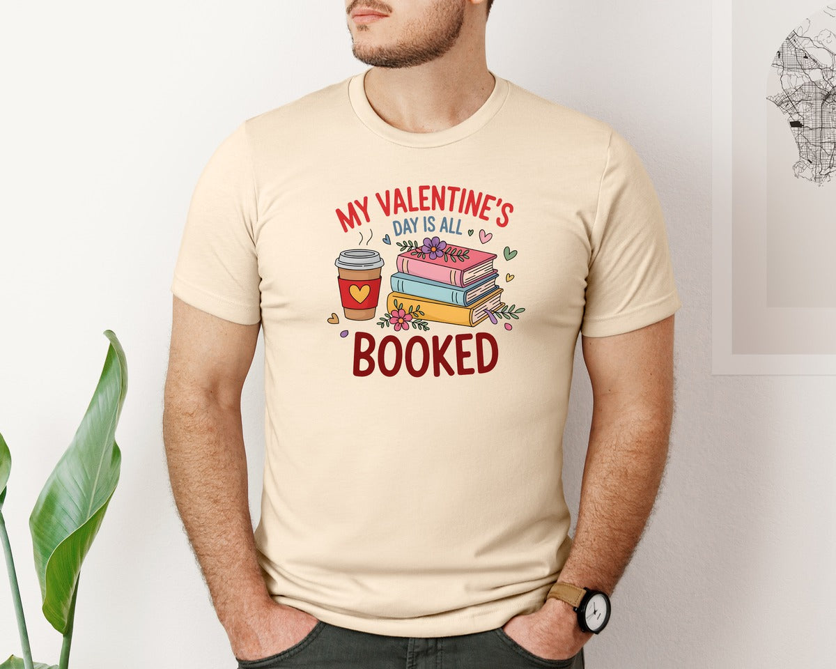 brand:Bella Canvas|color:Soft Cream|My Valentines Day Is All Booked 2 Graphic T-Shirt