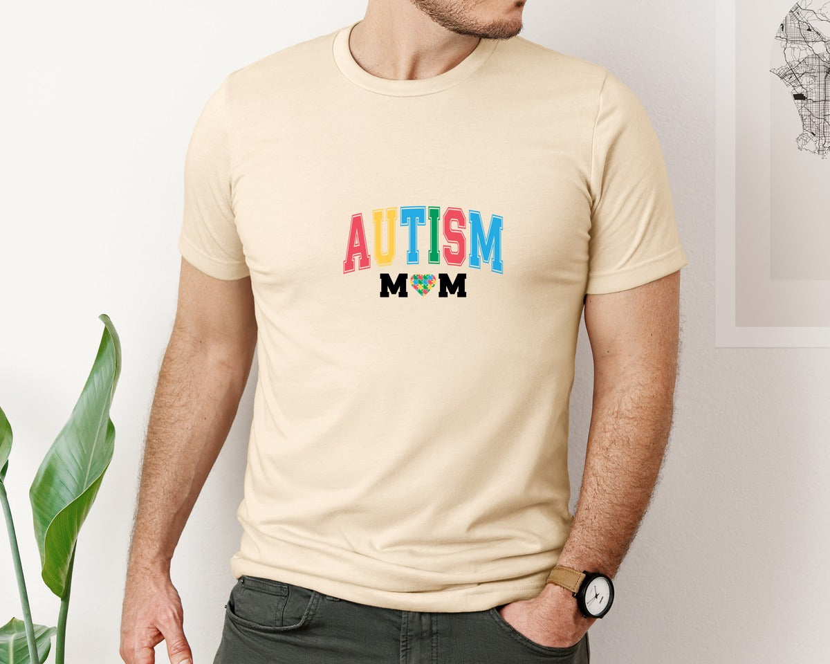 brand:Bella Canvas|color:Soft Cream|Autism Mom Autism Day Graphic T-Shirt