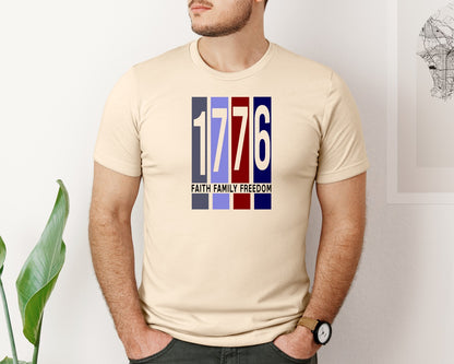 brand:Bella Canvas|color:Soft Cream|Faith Family Freedom 1776 2 Graphic T-Shirt