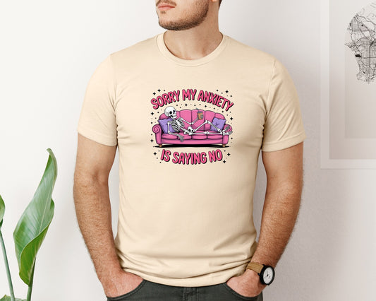 Funny Skeleton Anxiety Quote Art Graphic T-Shirt