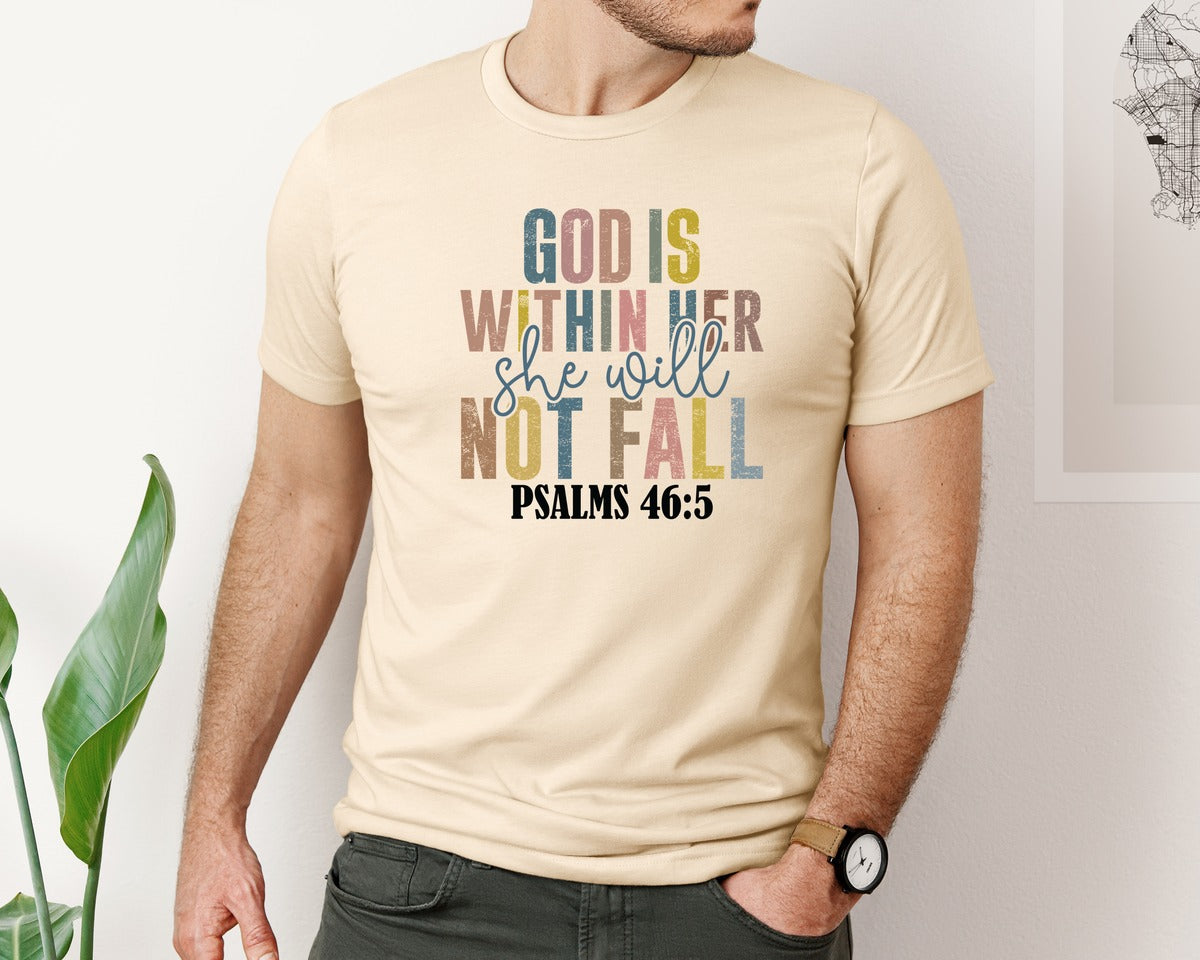 brand:Bella Canvas|color:Soft Cream|God Is Within Her Psalms 465 Graphic T-Shirt