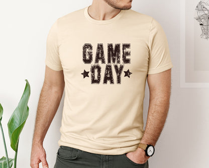 brand:Bella Canvas|color:Soft Cream|Football Game Day Retro Distressed Graphic T-Shirt