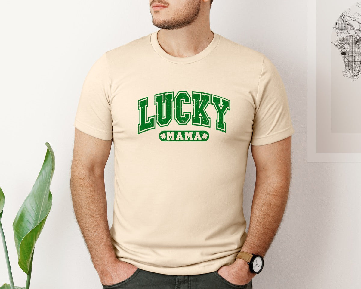 brand:Bella Canvas|color:Soft Cream|Lucky Mama St Patricks Day 4 Graphic T-Shirt