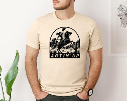 brand:Bella Canvas|color:Soft Cream|Actin Up Cowgirl Western Cowgirl Graphic T-Shirt