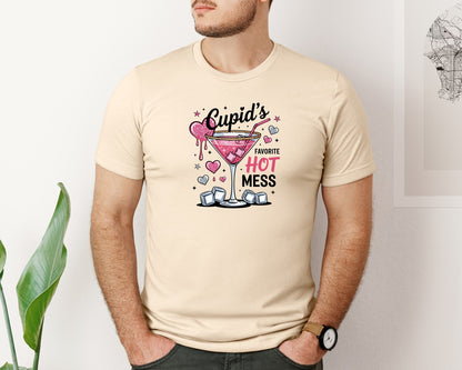 brand:Bella Canvas|color:Soft Cream|Funny Valentine Cupids Hot Mess Graphic T-Shirt