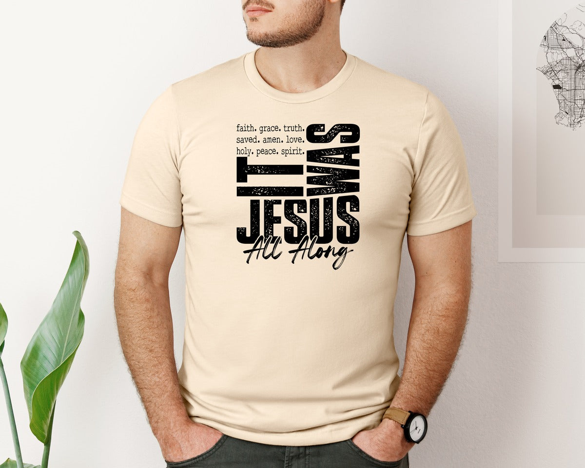 brand:Bella Canvas|color:Soft Cream|It Was Jesus All Along Svgjesus Graphic T-Shirt