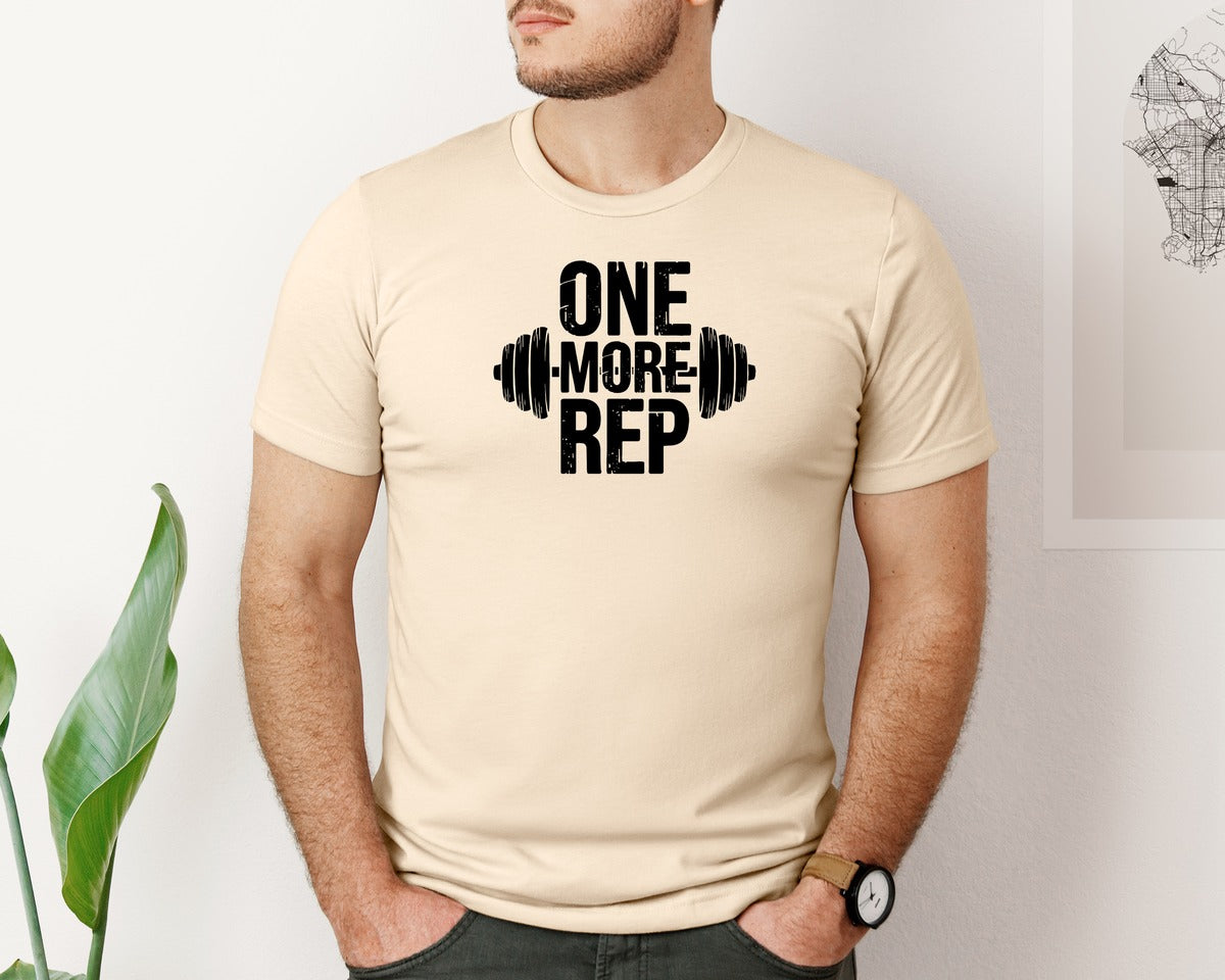 brand:Bella Canvas|color:Soft Cream|One More Rep Fitness Quote Shirt Graphic T-Shirt