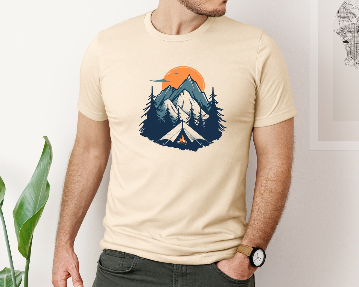 brand:Bella Canvas|color:Soft Cream|Sunset Camping Adventure T Shirt Design 8 Graphic T-Shirt