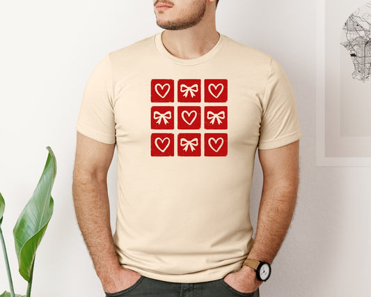 Vintage Heart And Bow Valentine Design Graphic T-Shirt