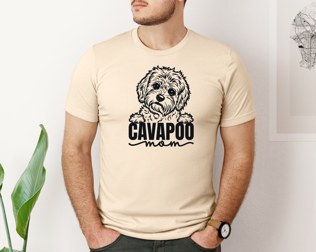 brand:Bella Canvas|color:Soft Cream|Cavapoo Mom Dog Graphic T-Shirt