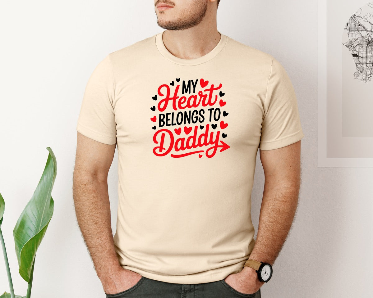 brand:Bella Canvas|color:Soft Cream|My Heart Belongs To Daddy 4 Graphic T-Shirt