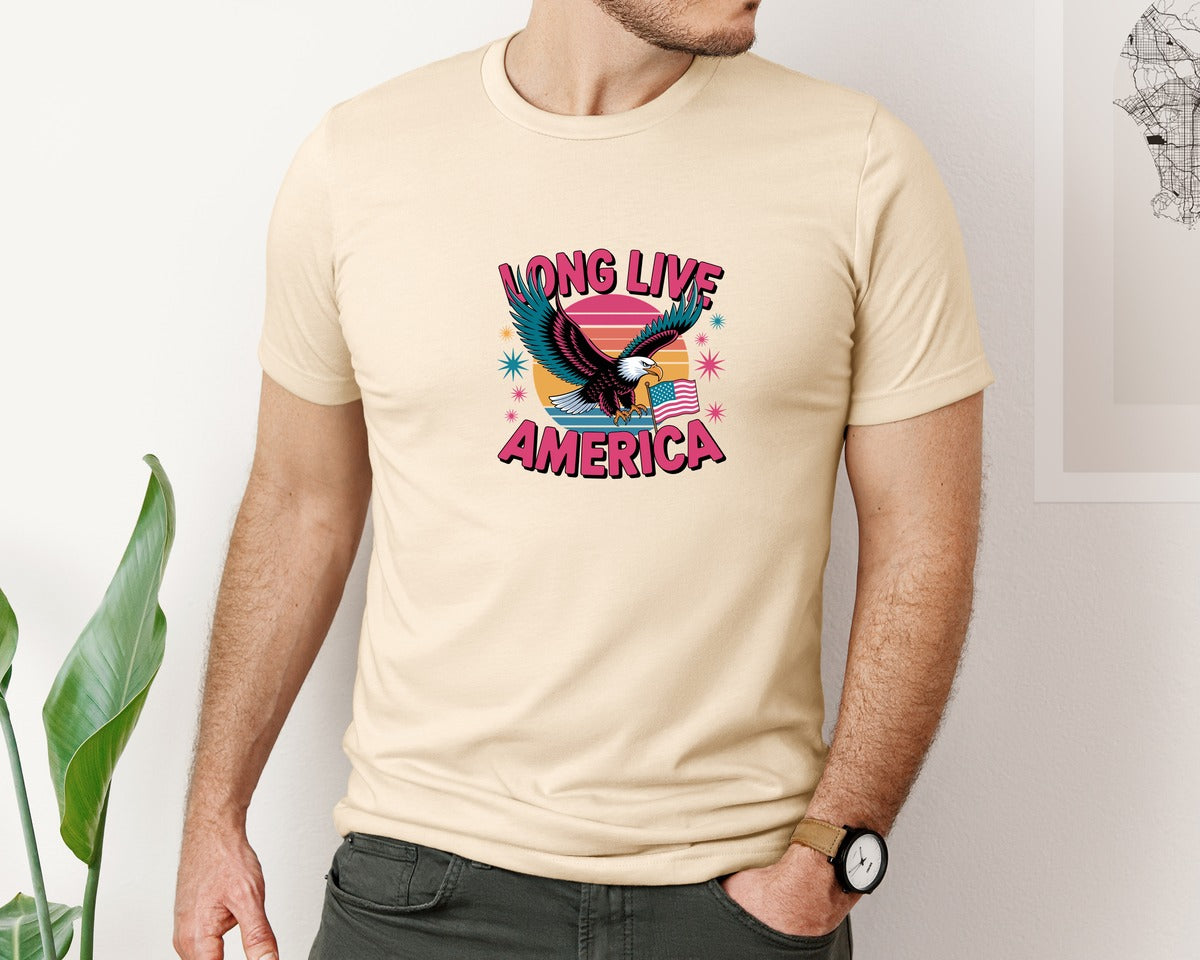 brand:Bella Canvas|color:Soft Cream|Long Live America Graphic T-Shirt