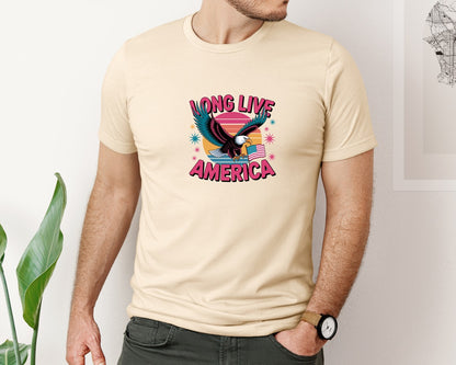 brand:Bella Canvas|color:Soft Cream|Long Live America Graphic T-Shirt