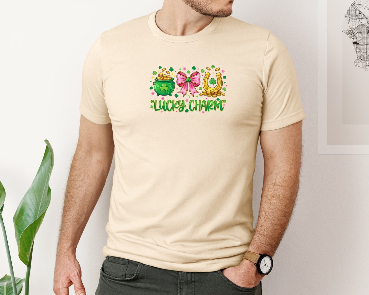 brand:Bella Canvas|color:Soft Cream|Lucky Charm St Patricks Day 7 Graphic T-Shirt