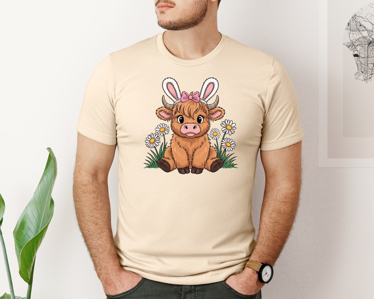 brand:Bella Canvas|color:Soft Cream|Cow Easter Graphic T-Shirt