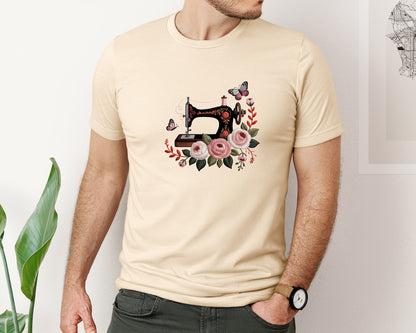 brand:Bella Canvas|color:Soft Cream|Vintage Sewing Machine Embroidery 3 Graphic T-Shirt