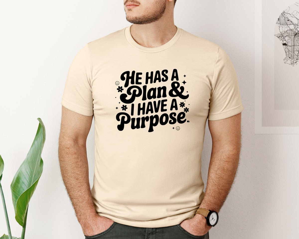 brand:Bella Canvas|color:Soft Cream|He Has A Plan And I Have A Purpose D Graphic T-Shirt